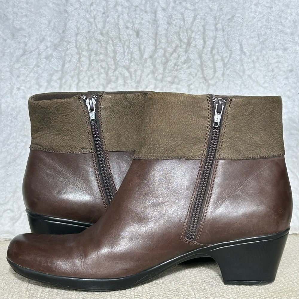 Clarks Womens Ingalls Dover 2-Tone Brown Leather/Suede Ankle Boot Shoes SZ 11M - Picture 7 of 12
